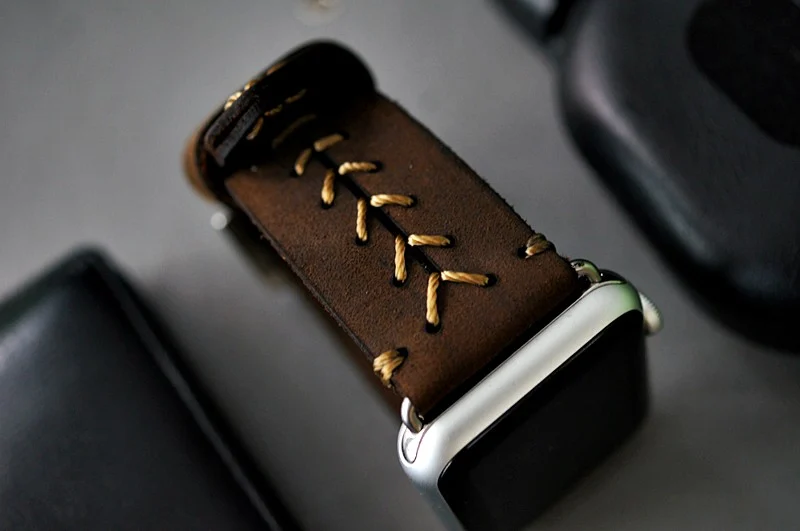 AWBF89-D5 handgefertigt Vintage Leder Uhrenarmband incl. Lugs Adapter für Apple Watch (oder Apple Watch Sport) 42mm oder 38mm